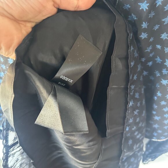 ✨Coach Star Print Waistcoat Dress Black Blue Silk mid-length glittered Cupro - Picture 10 of 12